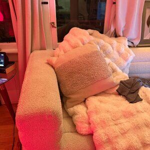 Neutral Textured Accent Pillow 17x17 Cream Minimal Decor